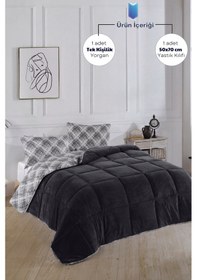 Resim Formeya Siyah Tek Kişilik Wellsoft Yorgan Yastık Kılıflı 