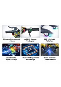Resim Ryder Star Drift Car Drift Scooter Elektrikli Kaykay Hoverboard Dirift Kar Bluetooth Hoparlörlü Led Işıklı RS-R1 Color Numbers Grafiti 