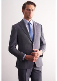 Resim İmza Füme Kırlangıç Yaka Kendinden Desenli Esnek Bel Slim Fit 6 Drop Takım Elbise 1001255168 Füme 