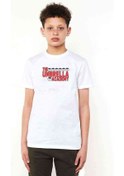 Resim The Umbrella Academy Logo&Yazi Baskılı Unisex Çocuk Beyaz T-Shir 