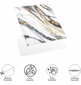 Resim Decohandy Pvc Yapışkanlı Yer Karosu 30X30CM 4'lü Paket - Beyaz Inci 0,36M2 
