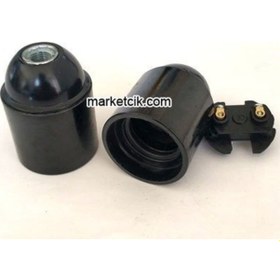 Resim Marketcik E27 Siyah Plastik İtalyan Duy. Standart Avize Ampul Duy 