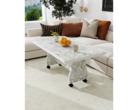 Resim Tekerlekli Orta Sehpa Masa Balkon Mobilyası 