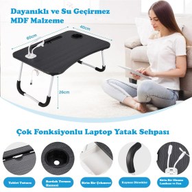Resim Laptop Sehpası Usbli Yatak Masası Mdf Laptop Masası Çalışma Yatak Sehpası Laptop Çalışma Masası Usbs 