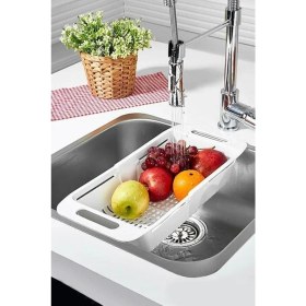 Resim 2'li Sürgülü Lavabo Süzgeci, Ayarlanabilir ve Beyaz, Pratik Kullanım 