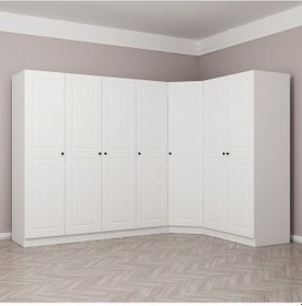 Resim Minar Kale190 7 Kapaklı 2ç Köşe Dolap Beyaz Mebran 210cm Beyaz 