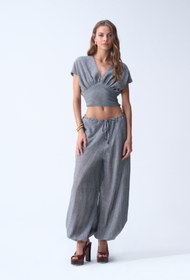 Resim AMBER ŞALVAR / SİYAH BEYAZ PÖTİKARELİ - XS-S 