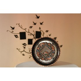 Resim Erzincan El İşlemeli Bakır 25 Cm Yuvarlak Tepsi Mineli 