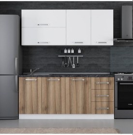 Resim Minar 185 Cm Mutfak Dolabı Beyaz Dore 185-d2 