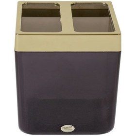 Resim Primanova Toskana Diş Fırçalık Şeffaf Siyah - Altın Yaldız Çerçe Diğer 