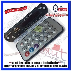 Resim Araç Oto Teyp Mikrofonlu Bluetoothlu Mp3 Çevirici Class Usb 123 