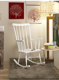 Resim Dakota Rocker Amerikan Retro Ahşap Sallanır Sandalye Beyaz 