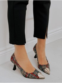 Resim ERVANIN BUTİĞİ Siyah Altın (TRESS) Maskelet Detay Kadın Stiletto 