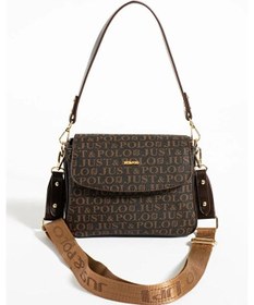 Resim Just Polo Kadın Baskılı Ayarlanabilir Askılı Şık Ve Lüks El & Omuz Çantası Shoulder Bag Kahverengi 