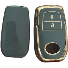 Resim Autohan Keys Toyota Chr, Hilux, Corolla, Land Cruiser, Yaris Cross, Camry, Rav4 İçin 2 Butonlu Nano Anahtar Kılıfı Gri-altın 