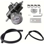 Resim Xuweiwei Siyah- Adjustable Fuel Pressure Regulator Kit Universal Gaz Yağ Enjeksiyon Kontrolörü Gauge 