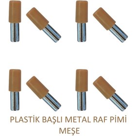 Resim Adilon Plastik Metal Başlı Raf Pimi Meşe 50 Adet 
