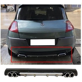 Resim Renault Megane 2 Uyumlu Hb Gri Difüzör Çiftli Yuvarlak Egzoz Görünümlü D Tip Difizör 2002 - 2009 