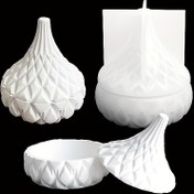Resim 1set Depolama Kutusu Kapaklı Mum Tutucu Silikon Kalıplar Yaratıcı Mum Kapları Pot Silikon Kalıpları, Depolama Kavanozu Mum Tutucu Yapımı İçin Beton Yuvarlak Şerit Kapaklı Şişe Kalıpları 