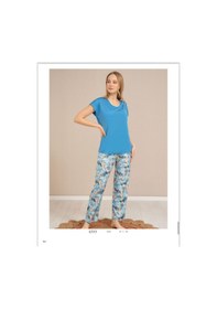 Resim Baha Perfect Club Kadın Bisiklet Yaka Yarım Kol Pijama Takımı 4355 - 1 Adet Mavi 