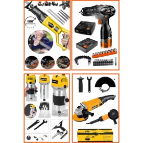 Resim Eisenn Alman 4'lü Alet Seti Akülü Matkap Tilki Kuyruğu Formika Freze Spiral Taşlama 