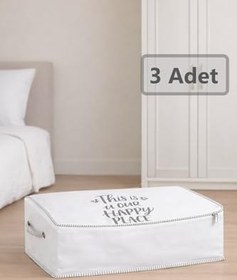 Resim 3 Adet İpli Baskılı Yastık Kıyafet Hurcu Düzenleyici Saklama Organizer Hurç (Baza Hurcu 65 * 30 * 20) 