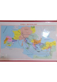 Resim Gürbüz Haçlı Seferleri Haritası 70X100CM Askılı. Çıtalı 