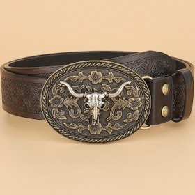 Resim 1 adet Erkek Trendi İş Kemer, Batı Kovboy Retro Kemer, Hediye için İdeal Seçim 