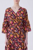Resim Roman V Yaka Floral Desen Bluz Standart Renk Y2169175_089 