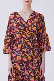 Resim Roman V Yaka Floral Desen Bluz Standart Renk Y2169175_089 