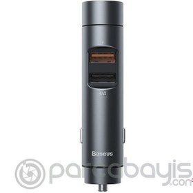 Resim Baseus 18W hızılı Şarj Column Bluetooth 5.0 Araç MP3 Dual Usb Araç Şarjı 
