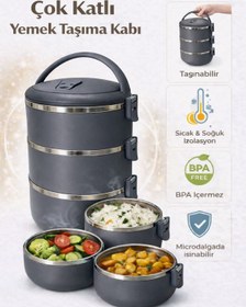 Resim Zeria Home FreshBox 3 Katlı Sızdırmaz Yemek Termosu - Microdalga' ya giren Sefer Tası 