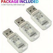 Resim Tongdashop Mini Led Usb Araç İçi Dokunmatik Atmosfer Aydınlatma Lambası 3 Renkli 