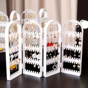 Resim 1 Adet Yüksek Kaliteli Krem Beyaz/Siyah/Şeffaf Minimalist Tarz Instagram Popüler Takı Saklama Rafı, Katlanabilir, Pratik ve Kullanışlı, Kolye, Bileklik, Küpe vb. İçin Büyük Kapasiteli Zincirli Takı Sergi Rafı - Jewelry Towers 