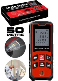 Resim Assur Profesyonel Lazer Terazili Dijital Mesafe Ölçer 50 Metre Ölçüm Cihazı Kırmızı Lazer Metre 