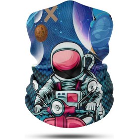 Resim Motorlu Astronot Motosiklet Bandana Boyunluk Outdoor Balaklava 