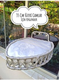 Resim Tasaryum Kedi ve Köpek Vantuzlu Cam Yatağı, Kedi Hamak, Pencere Önü Yatak Gri 