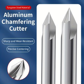 Resim OUGUSTTOOLS HRC55 Tungsten Karbür 3 Dişli Düz Oluklu Pah Kırma Freze - Alüminyum için 60° Hassas CNC Kesme Aleti, Dayanıklı Aşınmaya Dirençli 3D Metal İşleme Ucu, Pah ve Kenar Bitirme İçin, Pürüzsüz Cilalı Yüzey, Keskin Kesim Aracı 