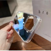 Resim Gaojunshop01 Gümüş iPhone Uyumlu 15 Pro Lüks Aynalı Makyaj Kılıfı, Şok Emici Koruma 