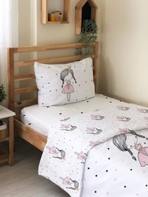 Resim Evmila Prenses Desenli Nevresim Takımı - 160x220cm Nevresim +50x70cm Yastık Kılıfı+90x190cm Çarşaf 