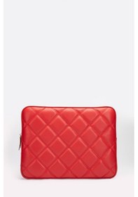 Resim Omuz Askılı Notebook Çanta Tablet Laptop Kılıfı 13"-14" Kapitone Deri Kırmızı Renkli 