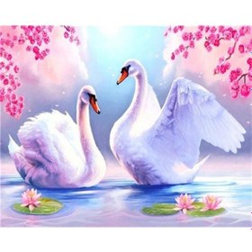 Resim Elmas Boyama Kuğu 5d Elmas Boyama Mozaik Çapraz Dikiş Elmas Boyama Tam Matkap Yuvarlak 30 40cm 