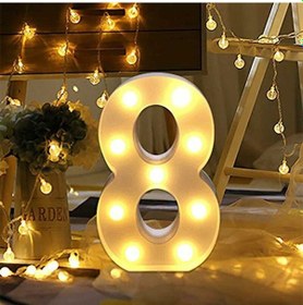 Resim Sayı Işıkları, İşaretler, Düğün Doğum Günü Partisi Noel Lambası Gece Lambası Ev Bar Dekorasyonu İçin Sayı Harflerini Aydınlatır 8 Çok Renkli 