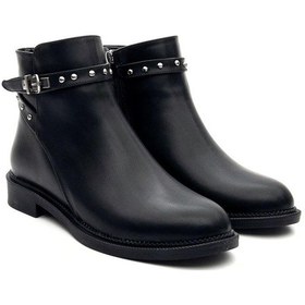 Resim Potinonline K824 Kadın Tokalı Fermuarlı Kısa Bot Siyah 