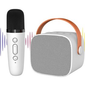 Resim Geeroyoo Kablosuz Bluetooth Mikrofonlu Portatif Şarkı Söyleme Hoparlörü - P2 Model, Beyaz Renk, Tek Mikrofonlu 