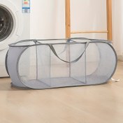Resim Glam Stil Naylon Çamaşır Sepeti, 2/3 Grids Yer Tasarrufu Pop-Up Tasarım Geniş Açılış ve Yan Cebi ile, Solunabilir Mesh Sepet Giysiler, Oyuncaklar için, Yurtlar, Seyahat ve Ev Depolama için İdeal, Dikdörtgen Şekil ile Kulaklık, Çamaşır Sepetleri 
