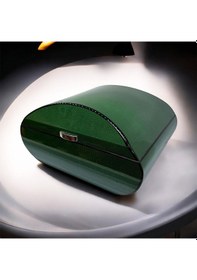 Resim Lubinski İtaly Oval Humidor Puro Kutusu Lizard Yeşil 60's 