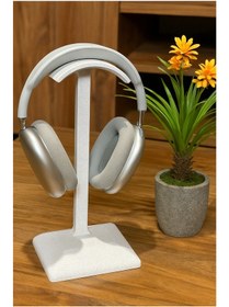 Resim Dekoratif Gamer Kulaklık Standı - Kulaklık Tutucu - Mermer Beyazı - 24 Cm 