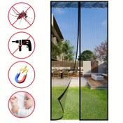 Resim 1 adet Manyetik Kapı Ekranı - 90x210cm/35,43x82,68in, 100x210cm/39,37x82,68in, Siyah ve Beyaz Çizgili, Hissiz, Polyester Kumaş, Mutfak, Oturma Odası ve Dolap Kapıları için Mükemmel, Tüm Mevsimler İçin Kullanılabilir, Manyetik Kapı Perdesi | Modern Kapı Ekranı | Kolay Kurulum, Hissiz Kapı 