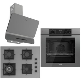 Resim Ferre Fryart QEP63CPR - SC408-WFA- D082-SA Ankastre Set Gri 